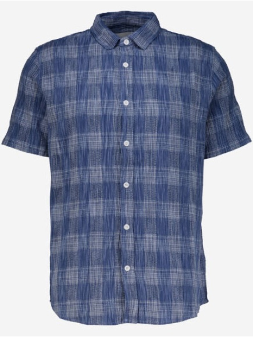 NWT Folk Blue Plaid William Short Sleeve Revere Shirt- Men's Size Small